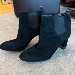 ToryBurch Black suede booties size 9. Silver trim on the heel